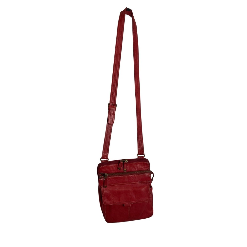 Vintage Fossil‎ Red Leather Crossbody Shoulder Bag Boho Retro Y2K Hippie Western